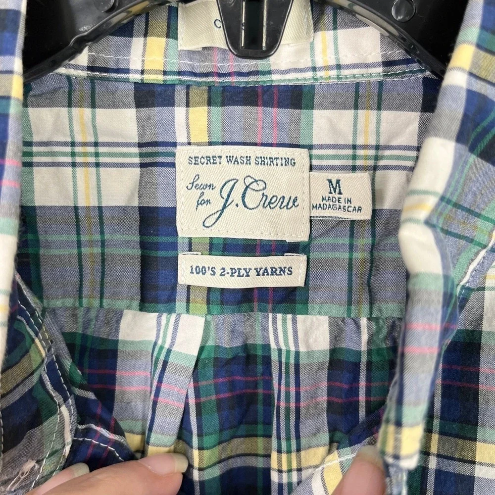 J.‎ Crew Shirt Mens M Classic Fit Plaid Secret Wash Shirting 100s 2-Ply Yarns